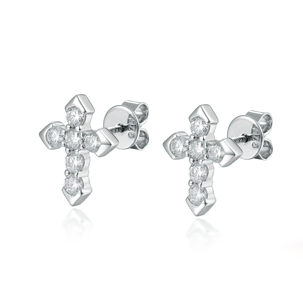 Cross Studs - Silver