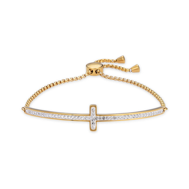 Adjustable Cross Bracelet - Gold