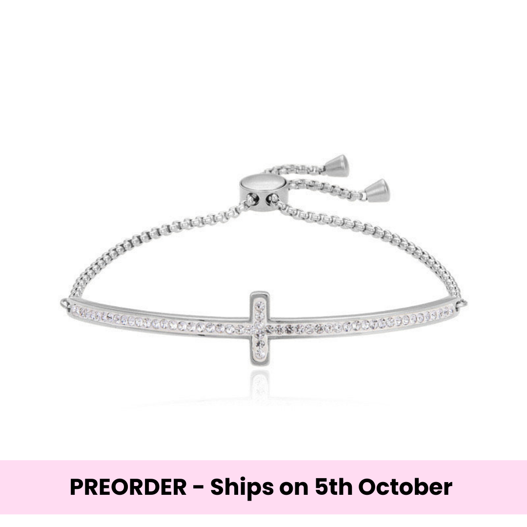 Adjustable Cross Bracelet - Silver