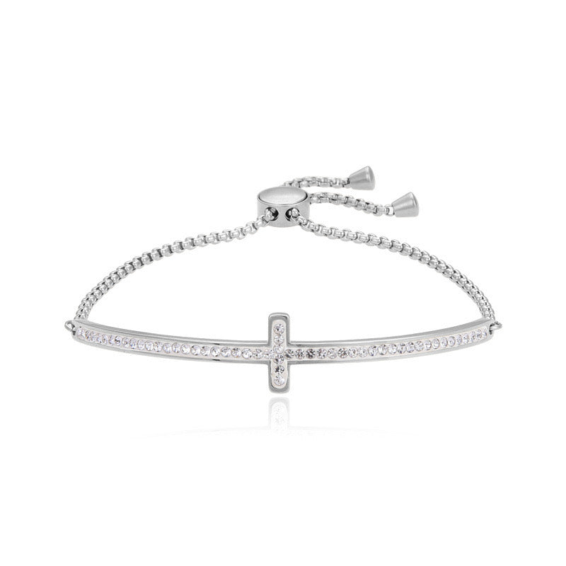 Adjustable Cross Bracelet - Silver