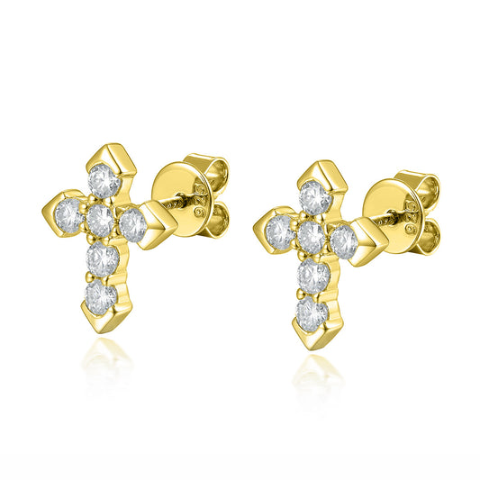 Cross Studs - Gold