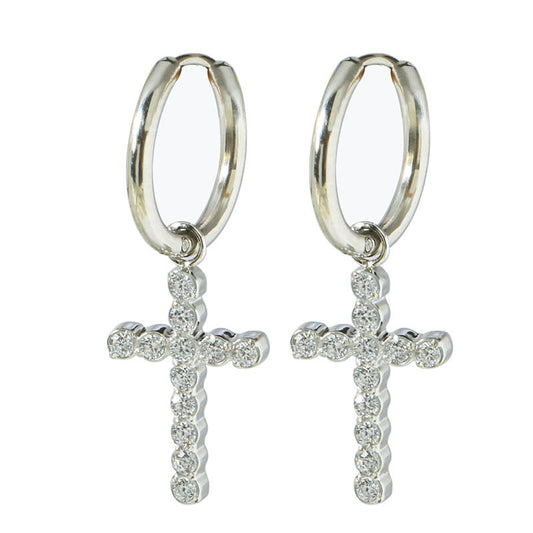 Diamanté Cross Earrings