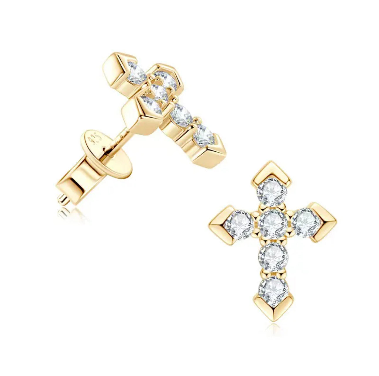 Cross Studs - Gold