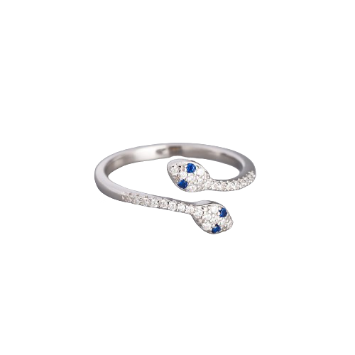 Sapphire Snake Ring - Silver