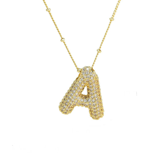 Bubble Initial Necklace - Gold