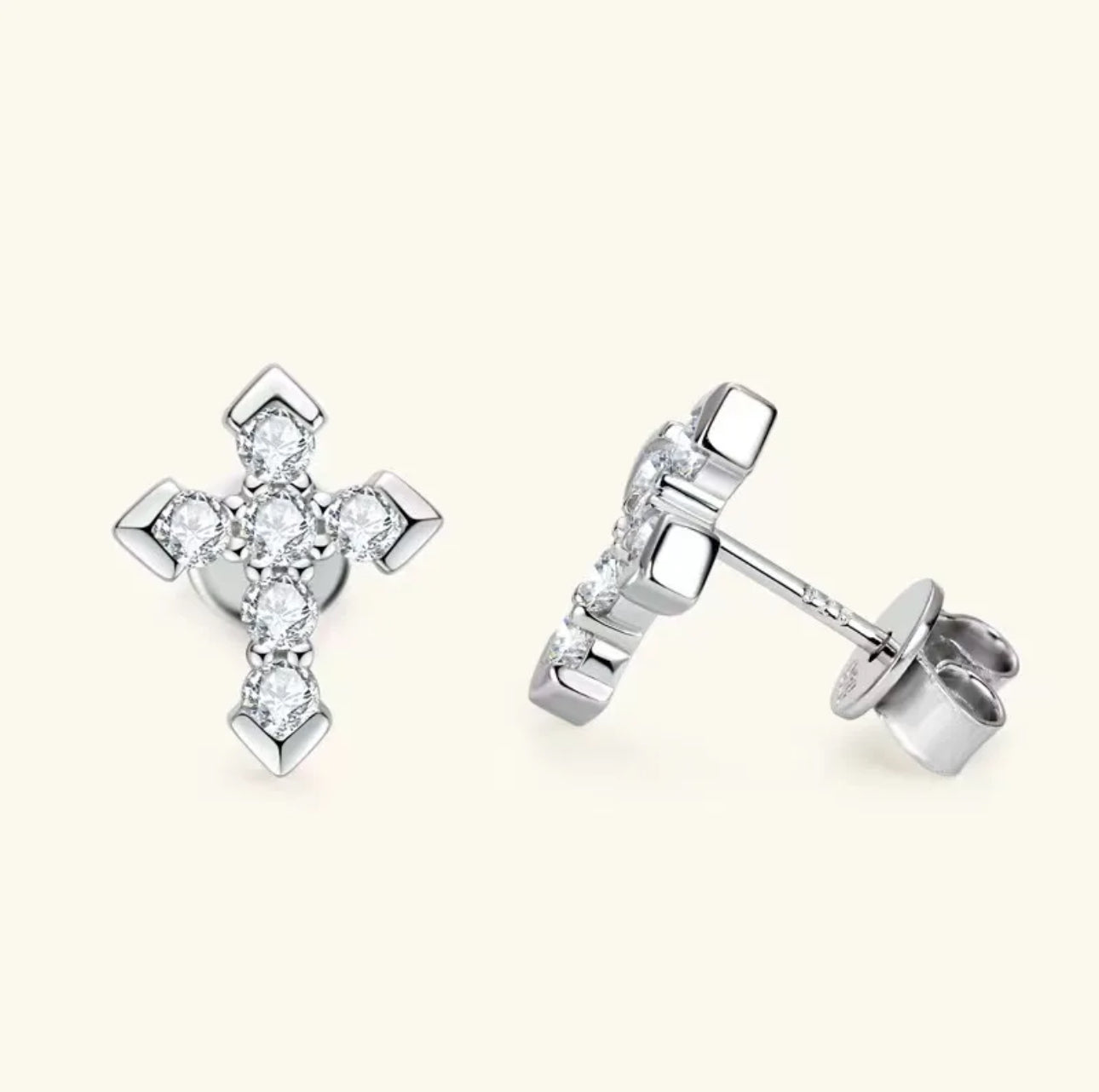 Cross Studs - Silver